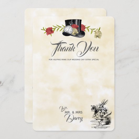 Alice im Wunderland Dankeschön Karte (Vorne/Hinten)