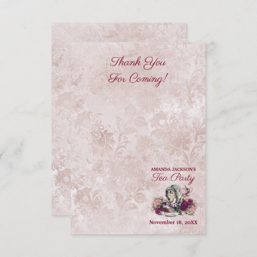 Alice im Wunderland Das Mad Hatter Tee Party Dankeskarte (Vorne/Hinten)