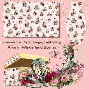 Alice im Wunderland Decoupage Vintag Pink Seidenpapier