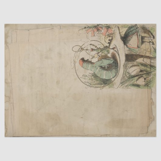 Alice im Wunderland der Vintagen Raupe Seidenpapier (Vorderseite)