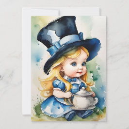 Alice im Wunderland des Aquarellkindes Feiertagskarte