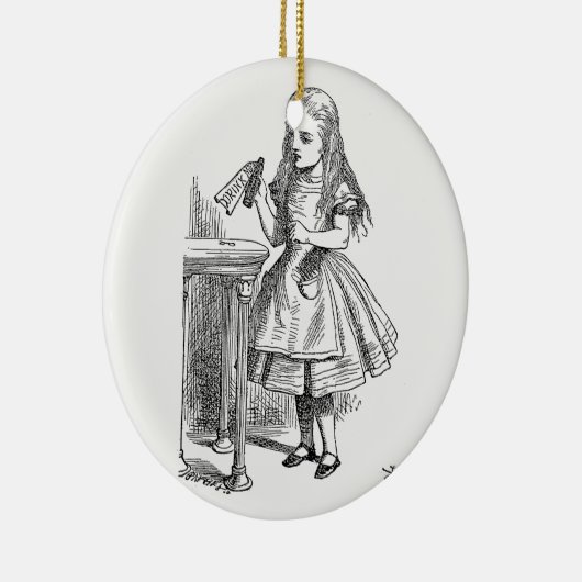 Alice im Wunderland, die Flasche "Drink Me" halten Keramik Ornament (Rechts)