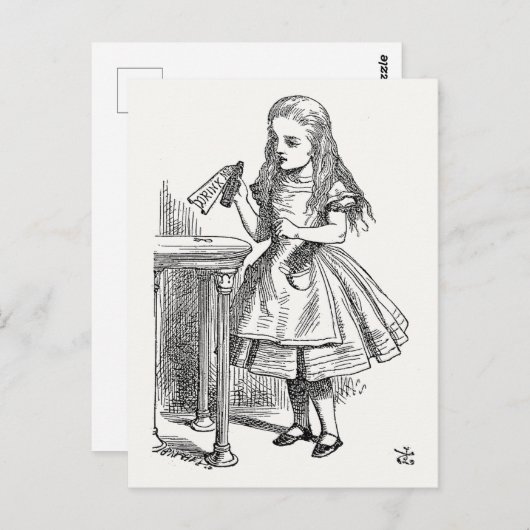 Alice im Wunderland, die Flasche "Drink Me" halten Postkarte (Vorne/Hinten)