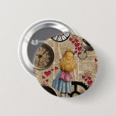 Alice im Wunderland, die in Zeit reist Button (Vorne & Hinten)