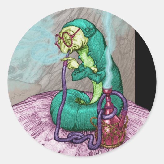 Alice im Wunderland - Die Raupe Runder Aufkleber (Vorderseite)