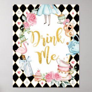 Alice im Wunderland DRINK ME Party Unterschreiben Poster