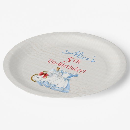 Alice im Wunderland Drink Me Pop blaues Kleid Pappteller (Schrägansicht)