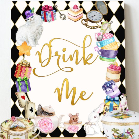 Alice im Wunderland Drink Me Table Sign Poster