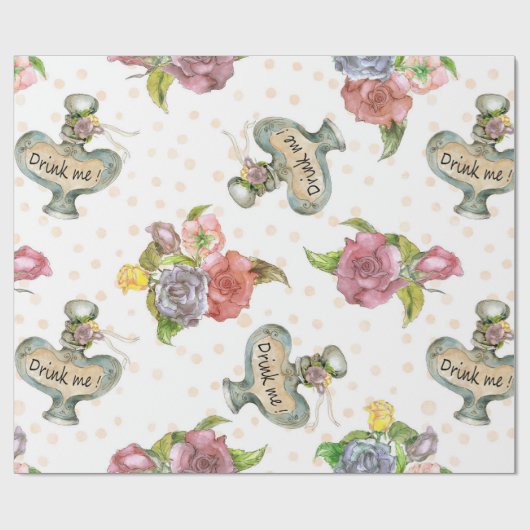 Alice im Wunderland Drink Me Wrapping Paper Geschenkpapier (Flach)