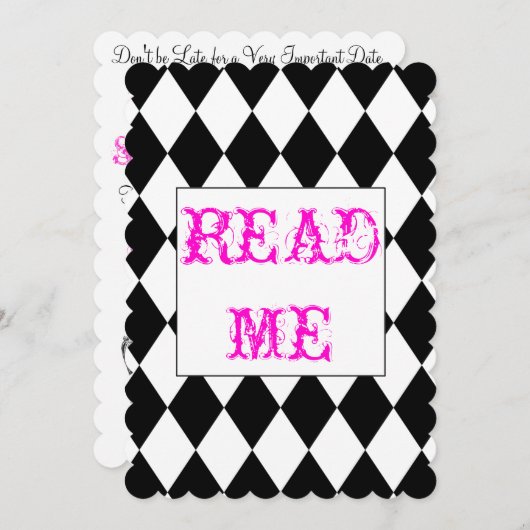 Alice im Wunderland-Duschen-Einladung Einladung (Vorne/Hinten)