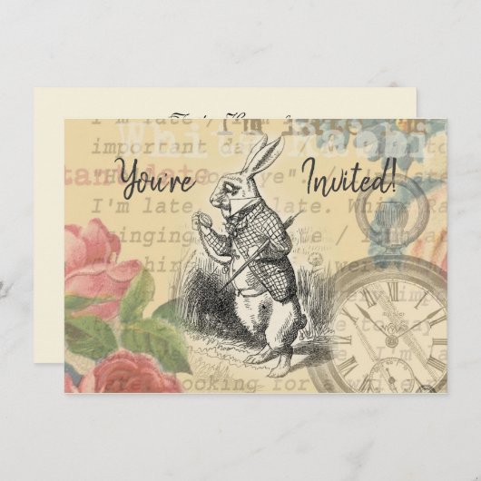 Alice im Wunderland Einladung (Vorne/Hinten)