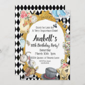 Alice im Wunderland Einladung (Vorne/Hinten)