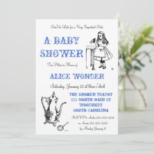 Alice im Wunderland Einladung (Stehend Vorderseite)