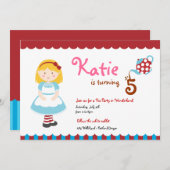 Alice im Wunderland Einladung (Vorne/Hinten)