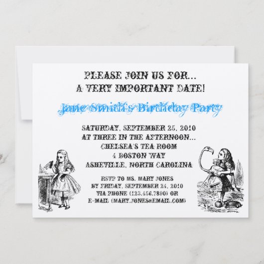 Alice im Wunderland-Einladung Einladung (Rückseite)