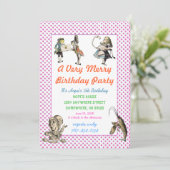 Alice im Wunderland Einladung Geburtstagsparty (Stehend Vorderseite)