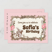 Alice im Wunderland Einladung Postkarte (Vorne/Hinten)