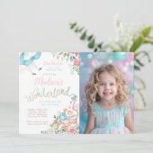 Alice im Wunderland Einladung zum Geburtstag (Stehend Vorderseite)