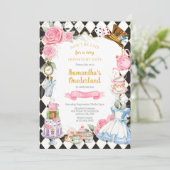 Alice im Wunderland Einladung zum Geburtstag (Stehend Vorderseite)