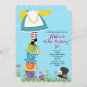 Alice im Wunderland Einladung zum Geburtstag (Vorne/Hinten)