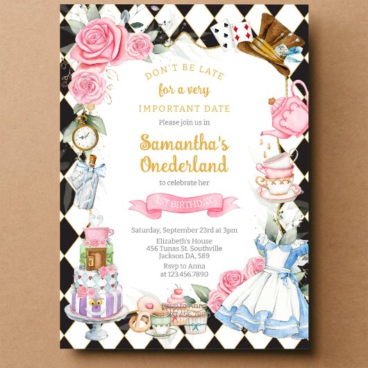 Alice im Wunderland Einladung zum Geburtstag