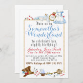 Alice im Wunderland Einladung zum Geburtstag (Vorne/Hinten)