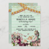 Alice im Wunderland Einladung zum Geburtstag (Vorne/Hinten)