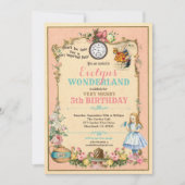 Alice im Wunderland - Einladung zum Geburtstag pin (Vorderseite)