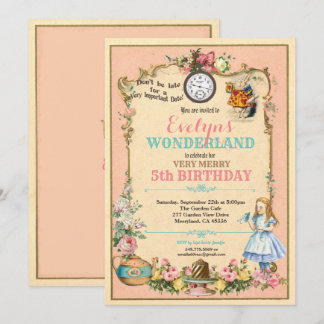 Alice im Wunderland - Einladung zum Geburtstag pin