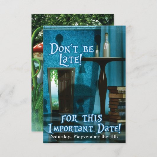 Alice im Wunderland  Einladung zur Geburtstagspart (Vorne/Hinten)