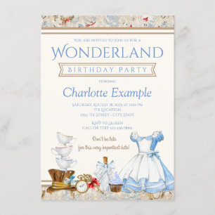 Alice im Wunderland Einladung zur Geburtstagsparte