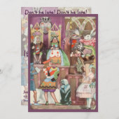 Alice im Wunderland Einladung zur Geburtstagsparte (Vorne/Hinten)