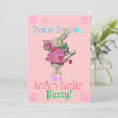 Alice im Wunderland Einladung zur Geburtstagsparte (Stehend Vorderseite)