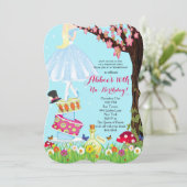 Alice im Wunderland Einladungen zum Geburtstag (Stehend Vorderseite)