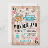 Alice im Wunderland Einladungen zum Geburtstag (Vorderseite)
