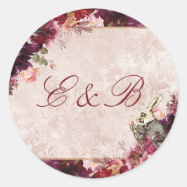 Alice im Wunderland Elegant Monogram Wedding Runder Aufkleber