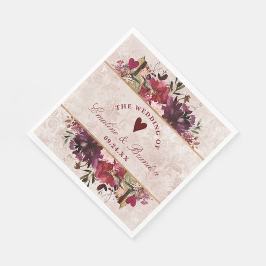 Alice im Wunderland Elegant Wedding Monogram Serviette (Ecke)