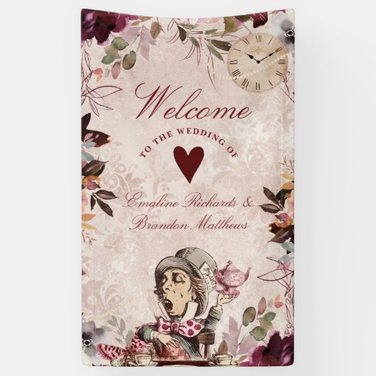 Alice im Wunderland Elegant Wedding Welcome Banner (Vertikal)