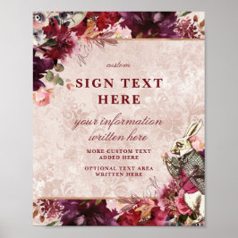 Alice im Wunderland Elegante Custom Wedding Sign Poster