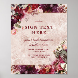 Alice im Wunderland Elegante Custom Wedding Sign Poster