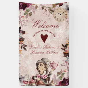 Alice im Wunderland Elegante Hochzeitsbegrüßung Banner