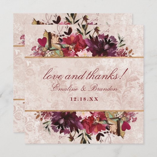 Alice im Wunderland Elegante Liebe und Dank Platz Dankeskarte (Vorne/Hinten)