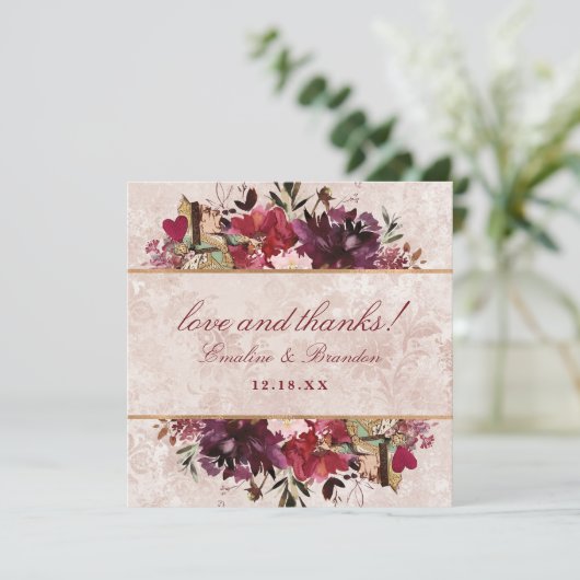 Alice im Wunderland Elegante Liebe und Dank Platz Dankeskarte (Stehend Vorderseite)