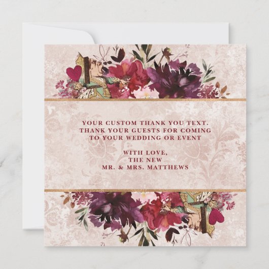 Alice im Wunderland Elegante Liebe und Dank Platz Dankeskarte (Rückseite)