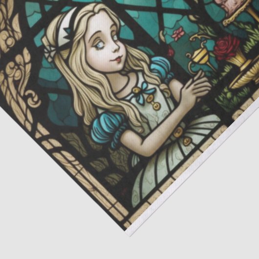 Alice im Wunderland entcouptes Buntglas Seidenpapier (Ausschnitt)