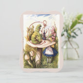 Alice im Wunderland erfüllt die Raupe Vintag Einladung (Stehend Vorderseite)