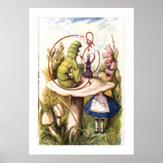 Alice im Wunderland erfüllt die Raupe Vintag Poster