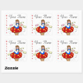 Alice im Wunderland Ex Libris Buchlabel Quadratischer Aufkleber (Blatt)