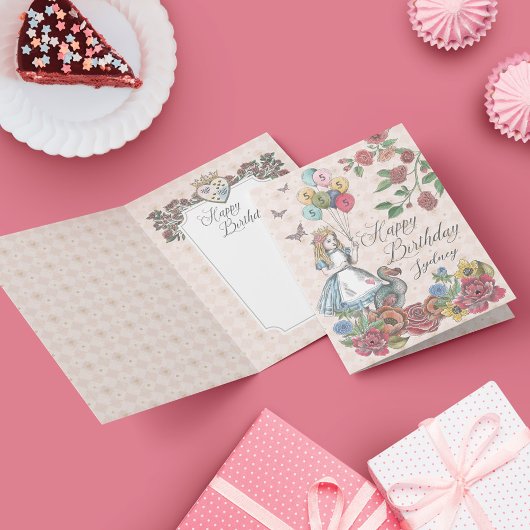 Alice im Wunderland Fairytale Happy Birthday Card Karte