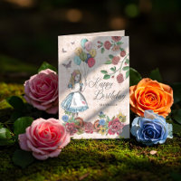 Alice im Wunderland Fairytale Happy Birthday Card